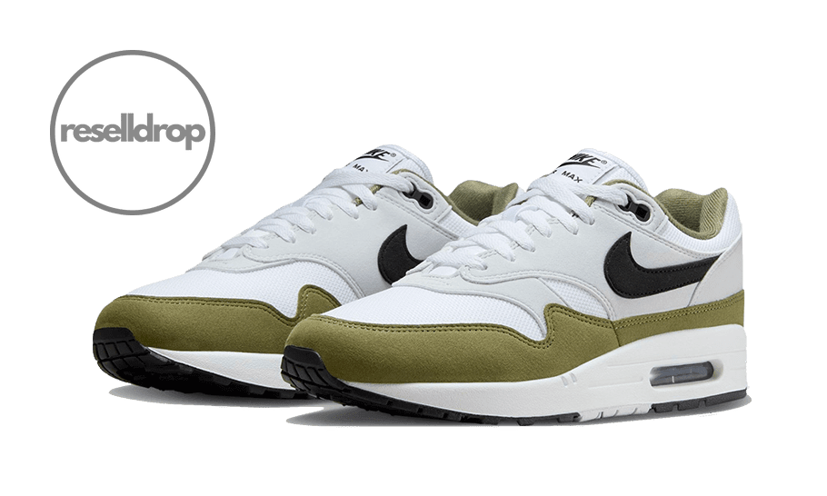 Air Max 1 White Black Medium Olive