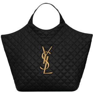 BORSA ICARE GRANDE NERO LOGO ORO