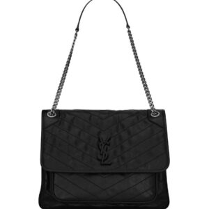 BORSA NIKI GRANDE NERA LOGO NERO