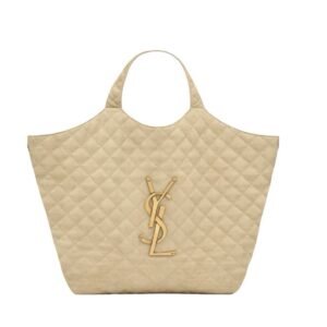 BORSA ICARE GRANDE BEIGE LOGO ORO