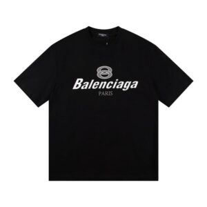 T-shirt Balenciaga Paris Double Rings Logo Black