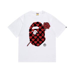T-shirt BAPE Heart Ape Head Rose White